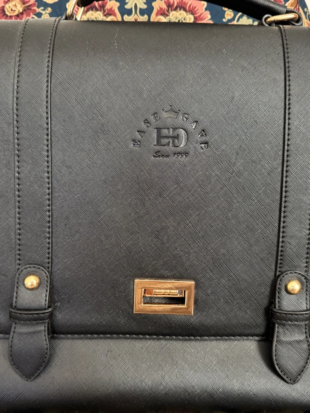 EaseGave Black Saffiano Leather Laptop Briefcase | Work Messenger Tote Bag